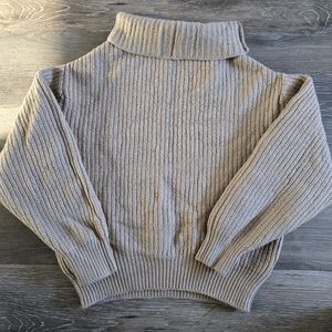 Wilfred Ribbed Knit Beige Turtleneck Sweater